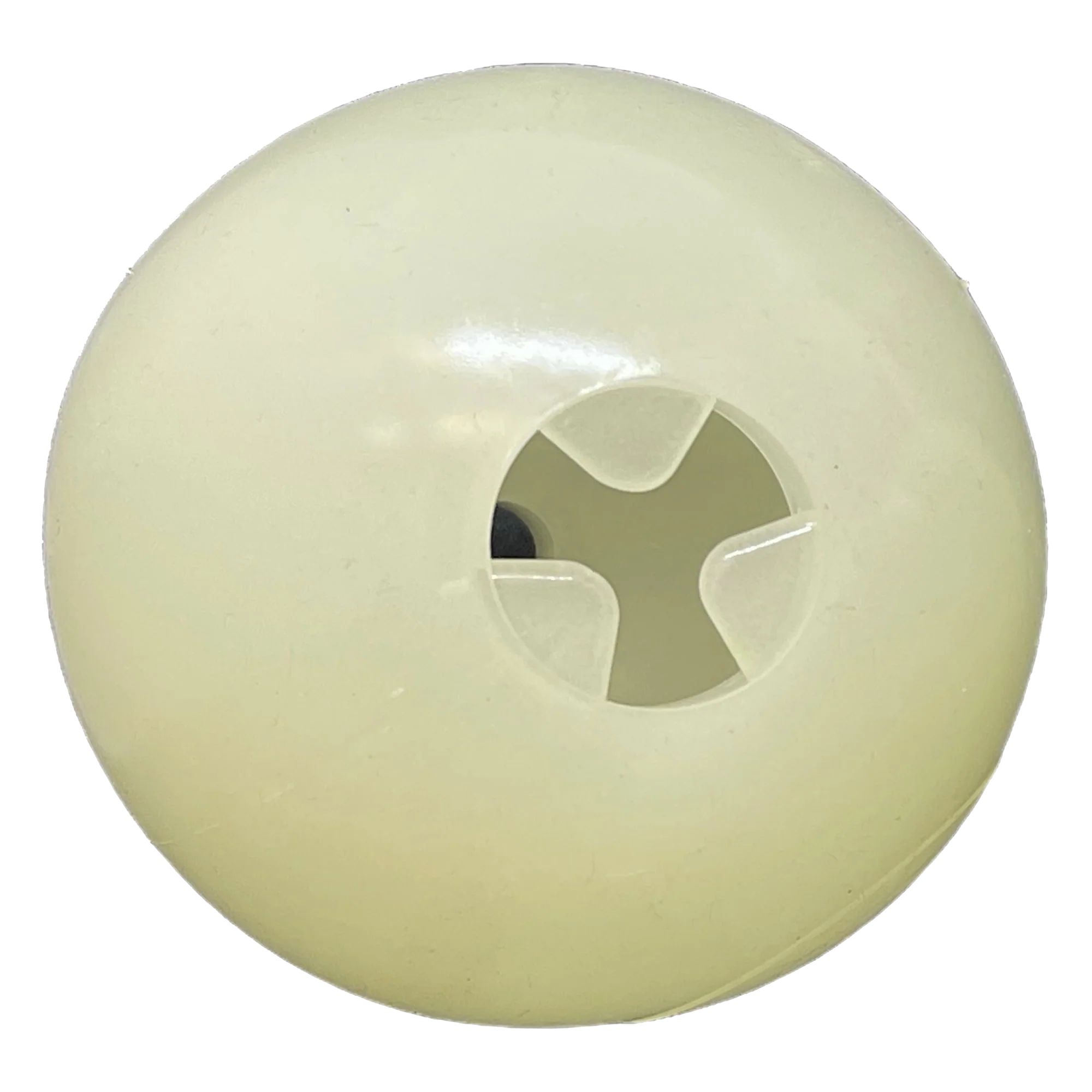 Glow ball chew toy and treat dispenser glows in the dark, features a unique grooved opening designed to retain treats, and floats. Toy is designed for fetching, chewing, or a long-lasting enrichment challenge. Withstands the abuse of most power chewers and provides your dog with hours of amusement and mental stimulation.