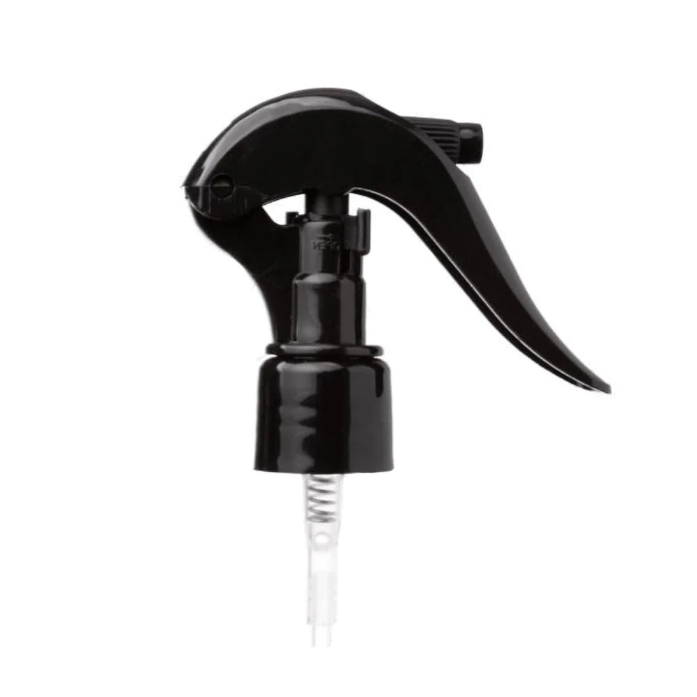 Black rounded trigger mini spray top features an easy-to-squeeze trigger and locking mechanism. Sprayer will fit the 8 oz. and 16 oz. sizes of the ACV conditioning rinse.