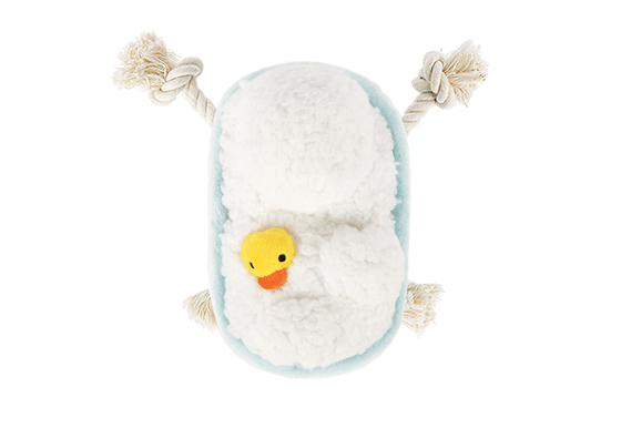 P.L.A.Y. plush dog toys are certified non-toxic, made with durable double-layered fabrics that feature reinforced stitching for extra durability, and are filled with PlanetFill® filler made from 100% post-consumer certified-safe recycled plastic bottles.