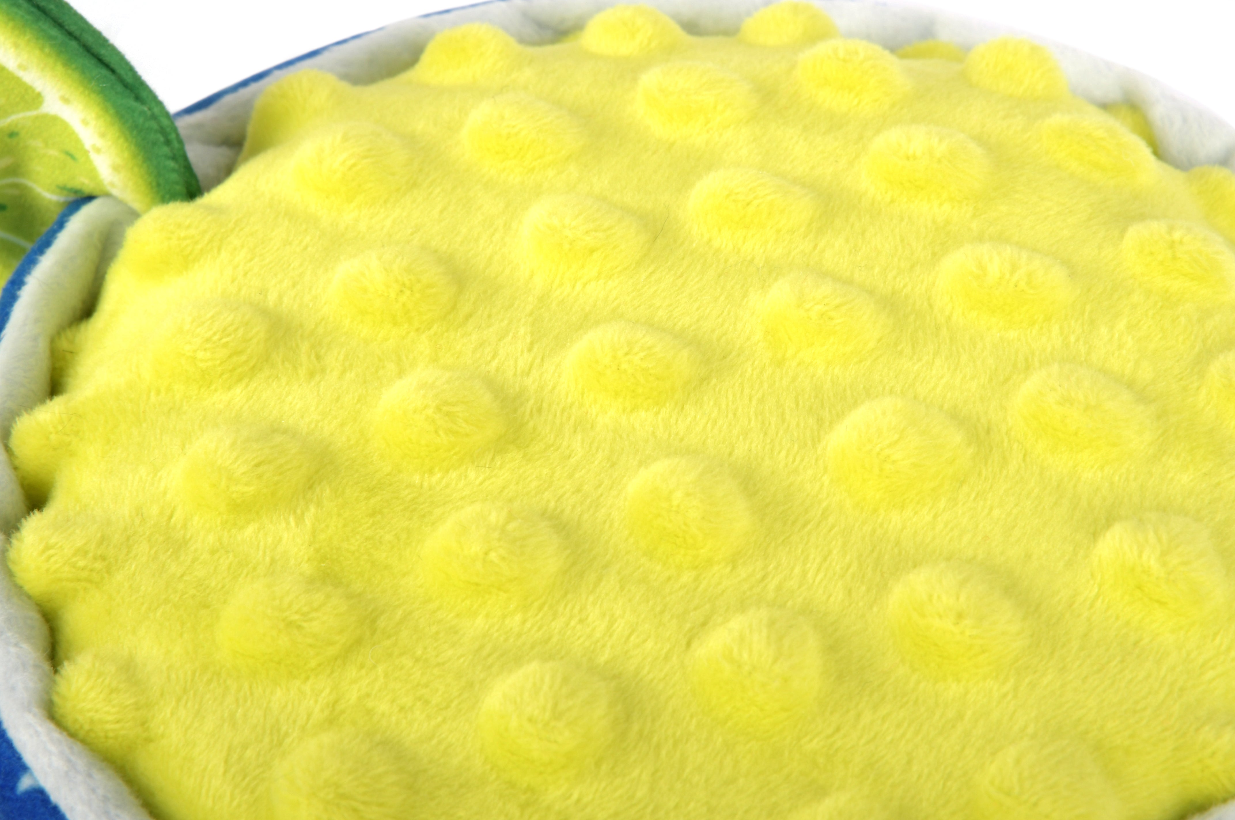 P.L.A.Y. plush dog toys are certified non-toxic, made with durable double-layered fabrics that feature reinforced stitching for extra durability, and are filled with PlanetFill® filler made from 100% post-consumer certified-safe recycled plastic bottles.