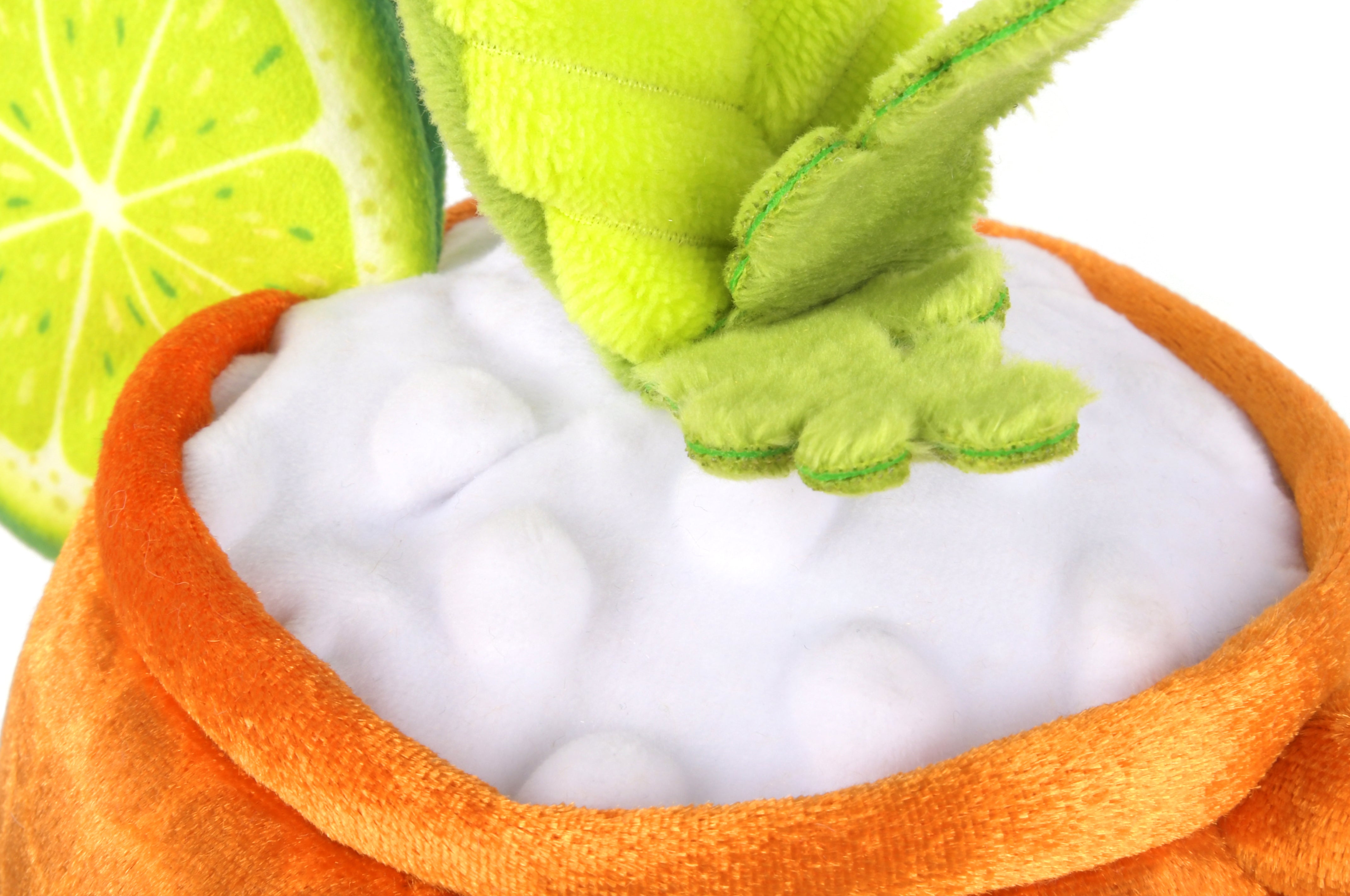 P.L.A.Y. plush dog toys are certified non-toxic, made with durable double-layered fabrics that feature reinforced stitching for extra durability, and are filled with PlanetFill® filler made from 100% post-consumer certified-safe recycled plastic bottles.