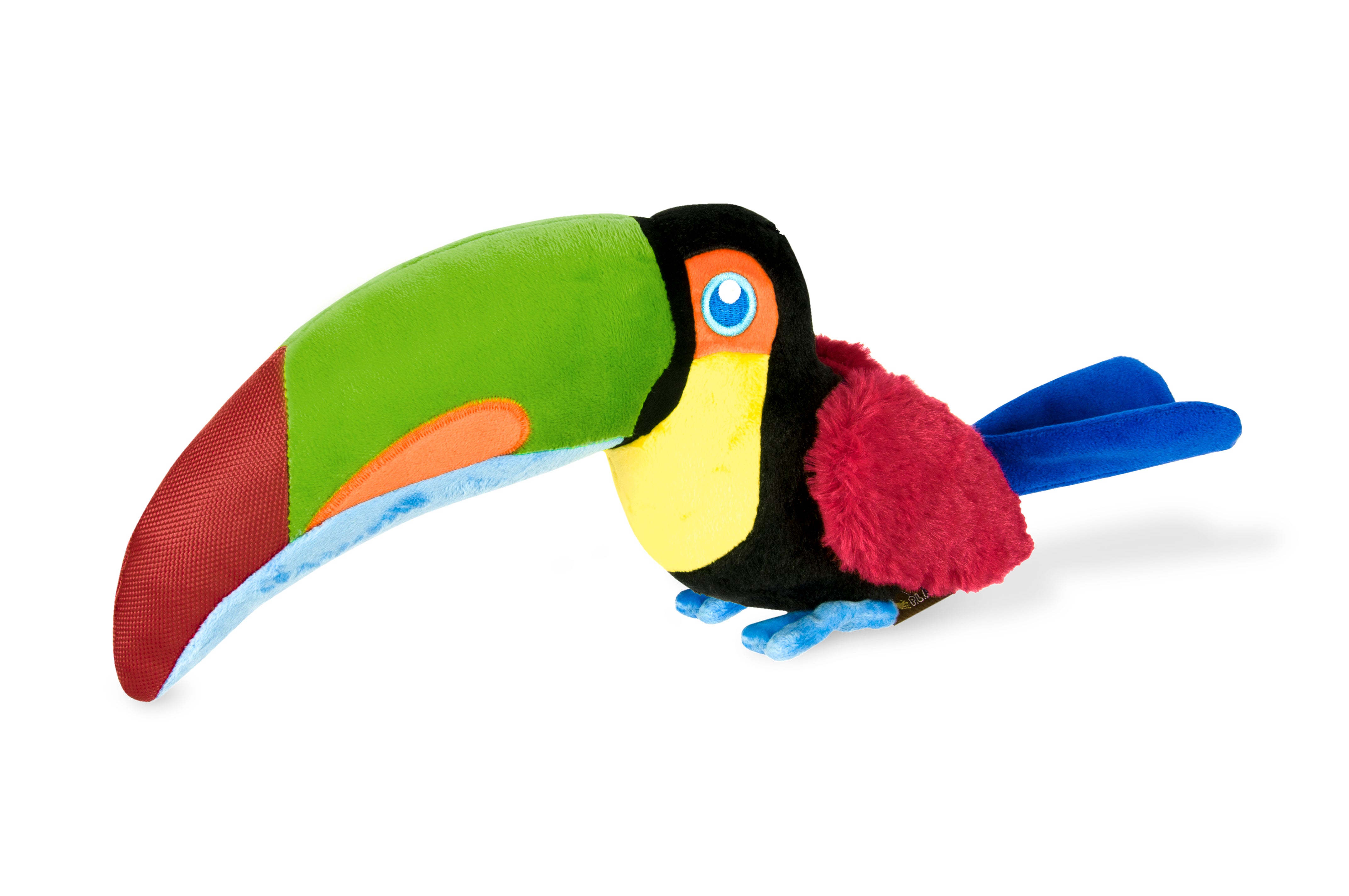 P.L.A.Y. plush dog toys are certified non-toxic, made with durable double-layered fabrics that feature reinforced stitching for extra durability, and are filled with PlanetFill® filler made from 100% post-consumer certified-safe recycled plastic bottles.