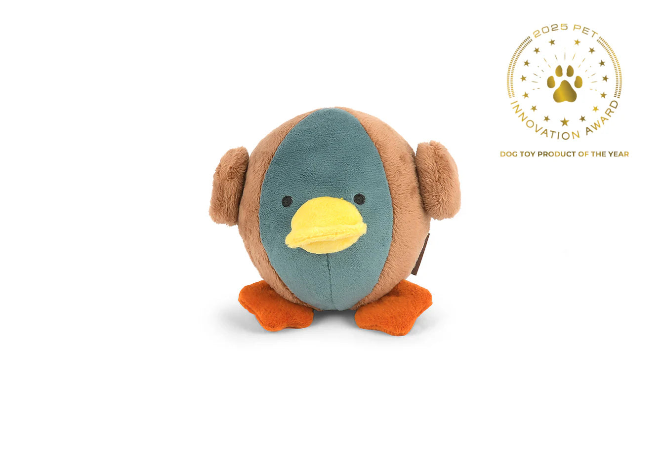 Barnyard Buddies plush duck dog toy. 2025 Dog Toy Product of the Year.