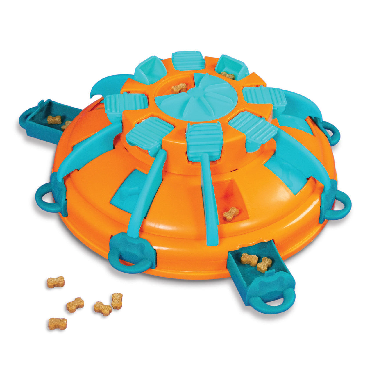 The Tower of Treats puzzle keeps dogs busy with mentally stimulating treat-seeking tasks that help reduce stress, boredom, and destructive behavior. Ideal for dogs who have mastered levels 1-3 of the Nina Ottosson puzzle line and crave an extra challenge! Best suited for medium to large breed dogs.