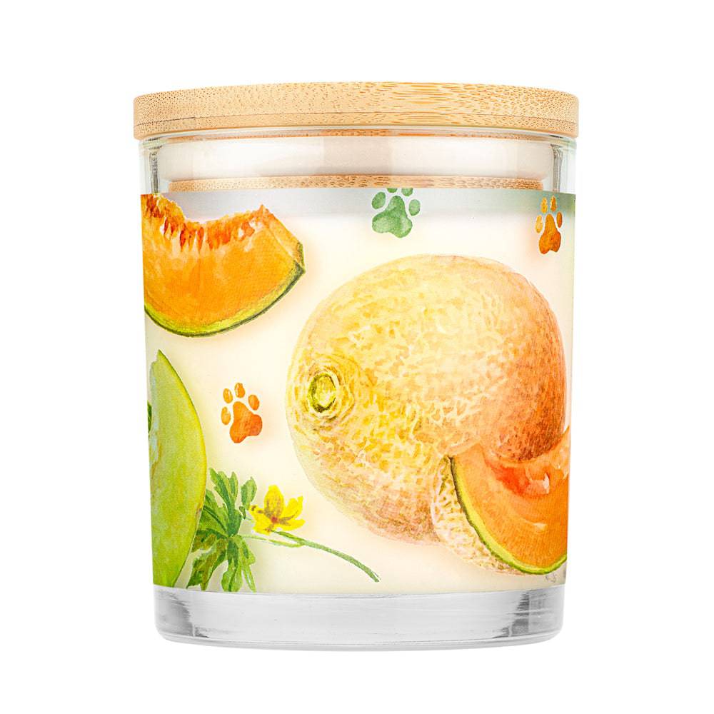 Pet House candles are hand-poured, and made from 100% natural, dye-free soy wax. Comes in a 9 oz. glass jar. Fragrance profile is a delicious blend of honeydew, cantaloupe, and orange with a pinch of sugar.