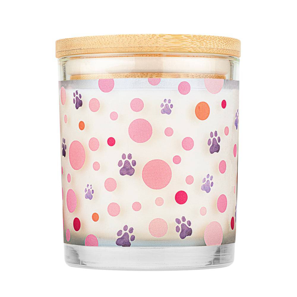 Pet House candles are hand-poured, and made from 100% natural, dye-free soy wax. Comes in a 9 oz. glass jar. Fragrance profile is a sweet scent of mixing sugar, vanilla, and amber with a swirl of jasmine and lemon to create the aroma of cotton candy.
