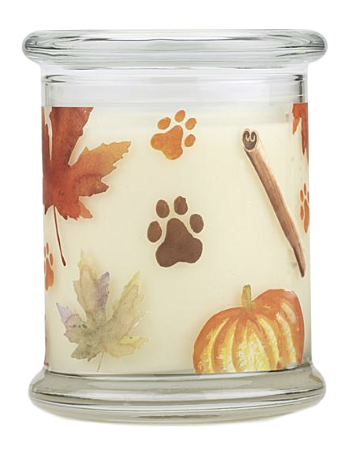 Pet House candles are hand-poured, and made from 100% natural, dye-free soy wax. Comes in an 8.5 oz. glass jar. Fragrance profile is a warm and spicy blend of pumpkin, cinnamon sugar, maple butter, and vanilla bean.