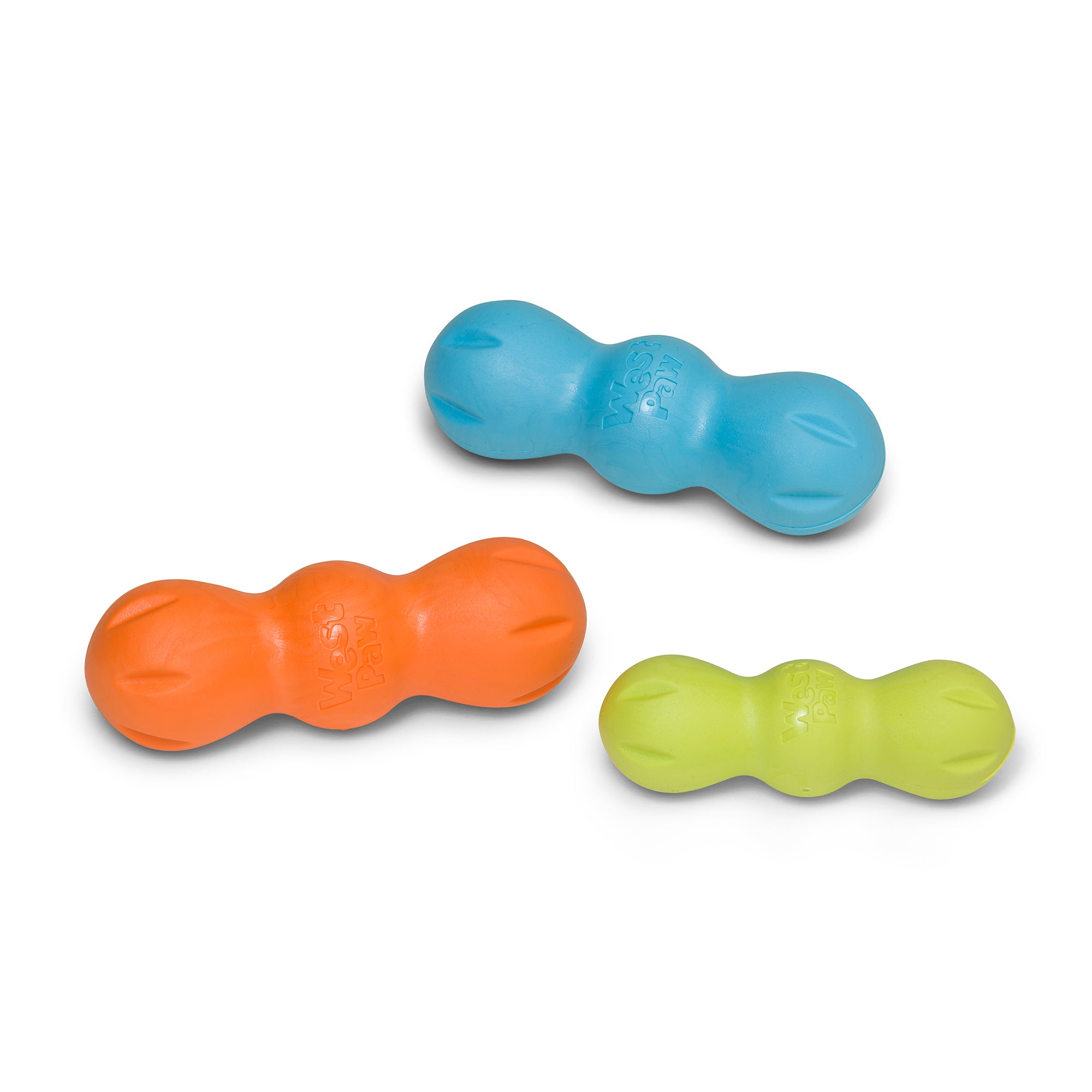 Rumpus is an extra durable toy with three chew lobes that are designed for dogs who need to gnaw. Toy rocks, rolls, bounces, and floats to keep dogs engaged. Built for tough chewers and made from Zogoflex, a bendy, stretchy, and bouncy material that is durable but not rigid. Toys are gentle on your dog's teeth.