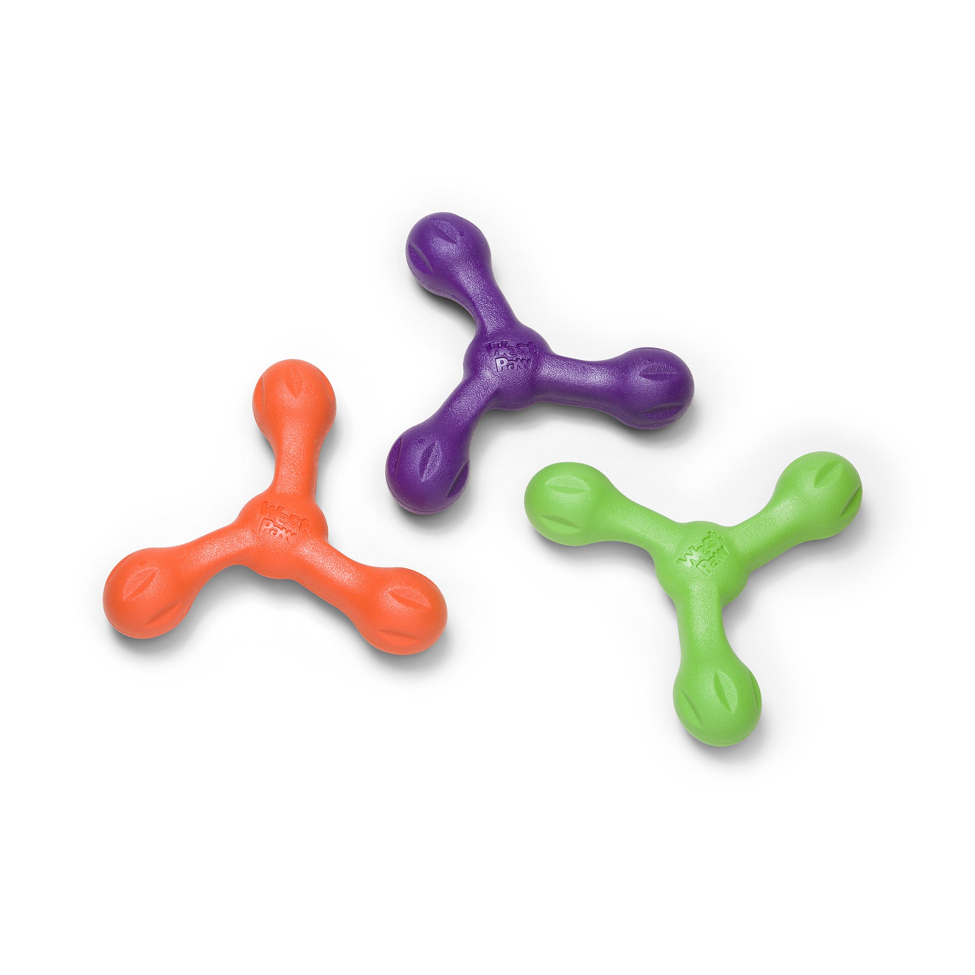 Skamp is a three-lobe shaped toy that is ready for toss, fetch, or tug-o-war. Toy floats and can fly far when tossed. Dogs love its bounce back resistance. Built for moderate chewers and made from Zogoflex, a bendy, stretchy, and bouncy material that is durable but not rigid. Toys are gentle on your dog's teeth.