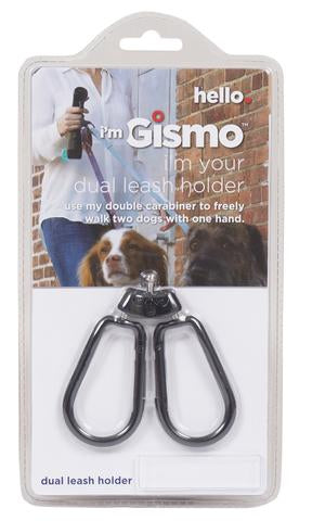 Now you can comfortably walk two dogs with ease! The uniquely designed carabiner system rotates at three different points to reduce leash tangling. A 3 ft. or shorter leash is recommended when walking two dogs with the i'm Gismo Handle.