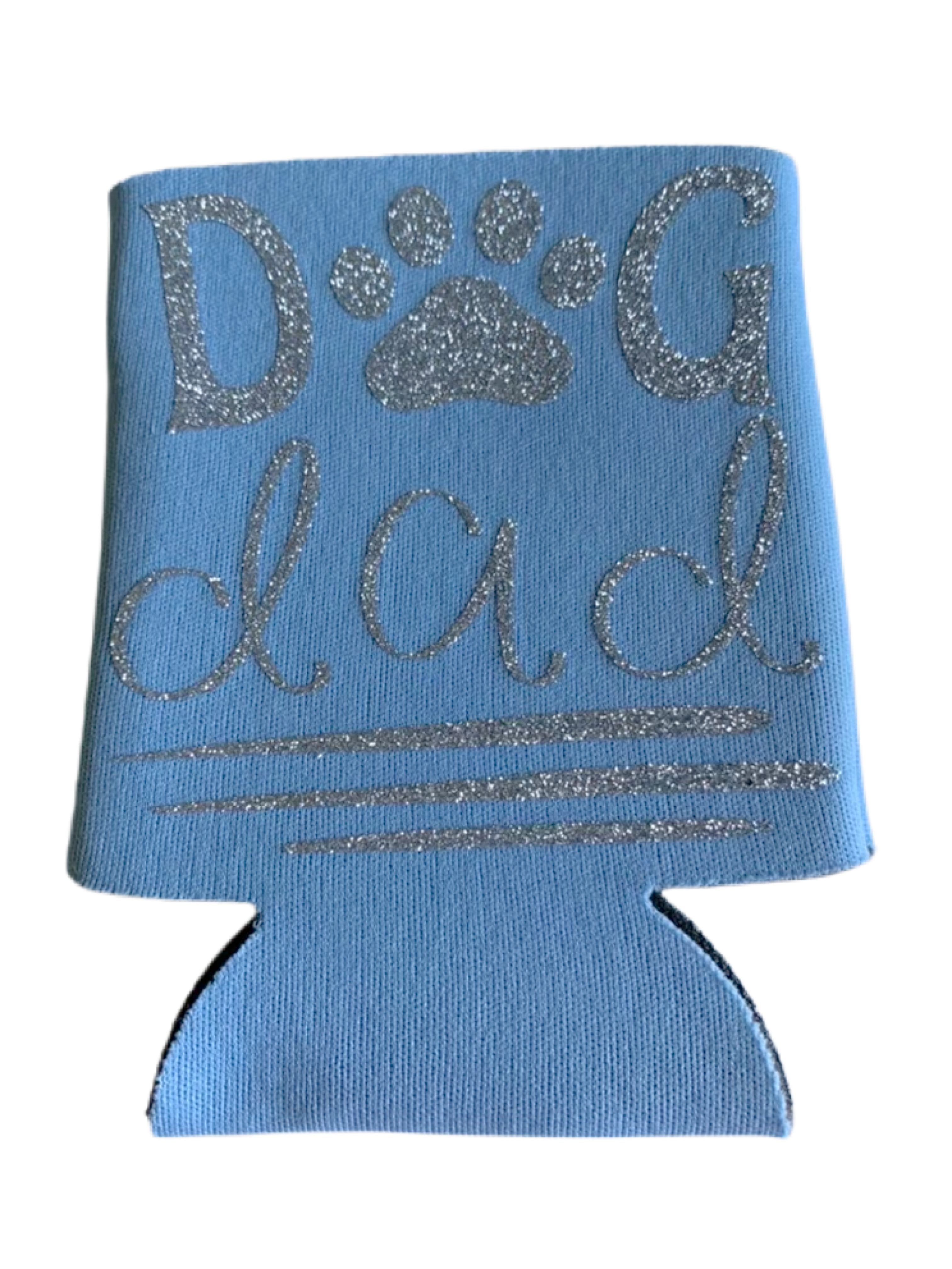 High-quality, brightly colored can koozies with cute dog designs made with sparkly vinyl.