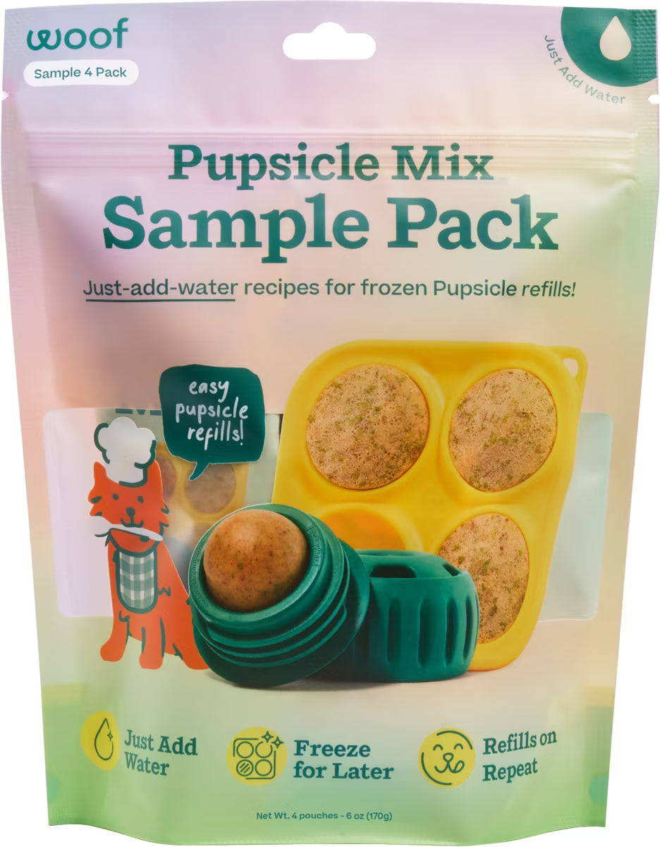Package of the sample pack Pupsicle treat mix.