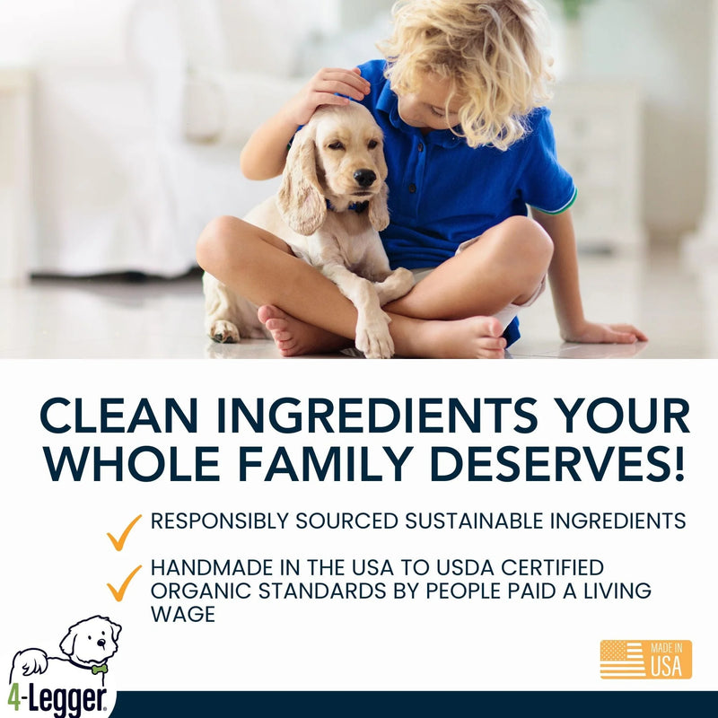 Provide relief of red, itchy, and inflamed skin and promote the production of collagen to reduce inflammation and repair damaged skin with this hypoallergenic and USDA Organic dog shampoo from 4-Legger.