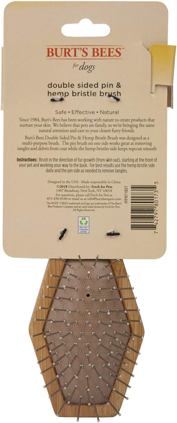 Double Sided Pin and Hemp Bristle Dog Brush
