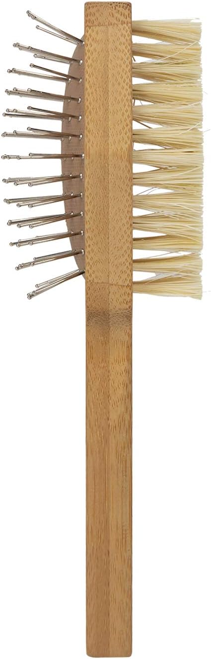 Double Sided Pin and Hemp Bristle Dog Brush