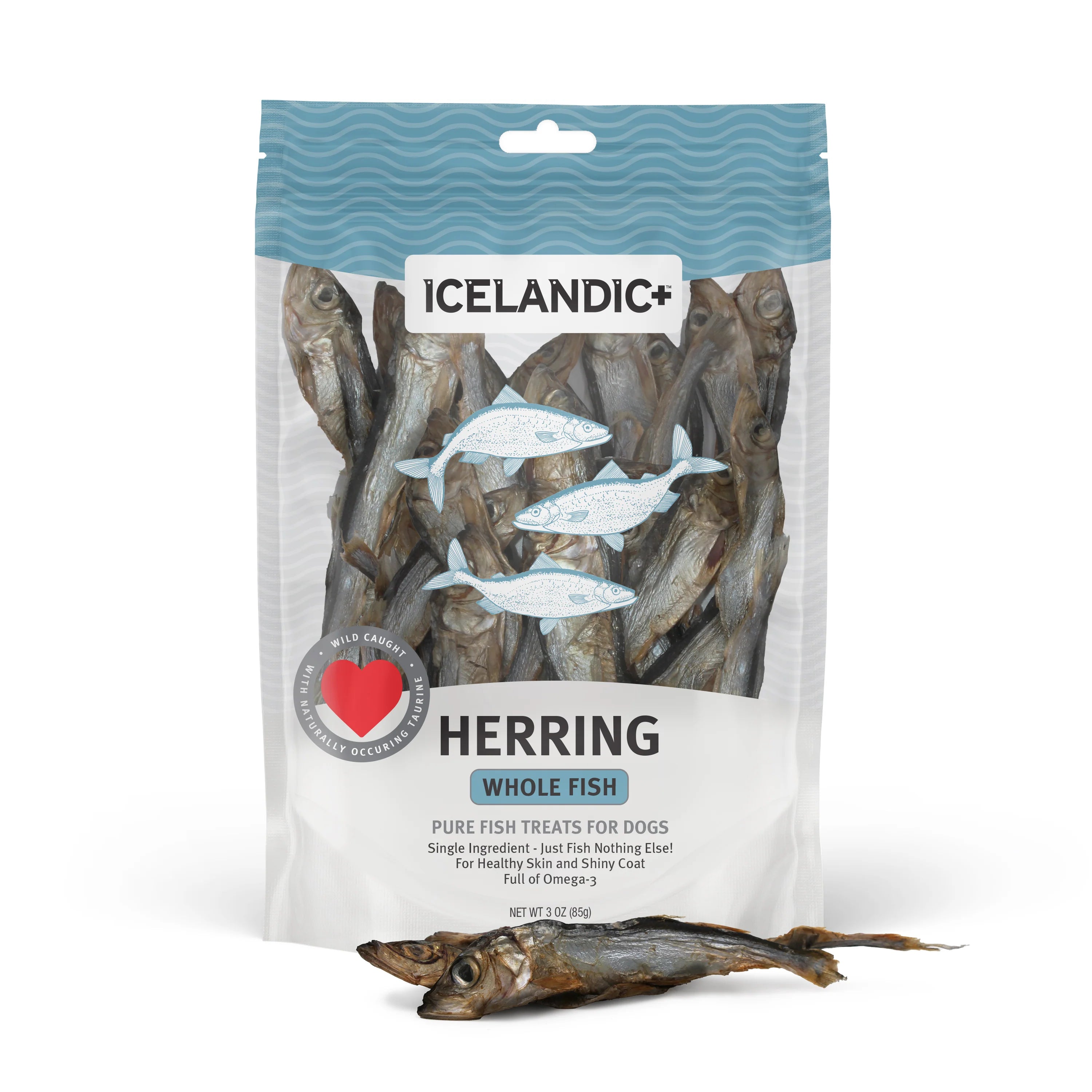 Icelandic+ Herring Whole Fish treats are sustainably wild-caught, 100% natural, and free of additives or preservatives.