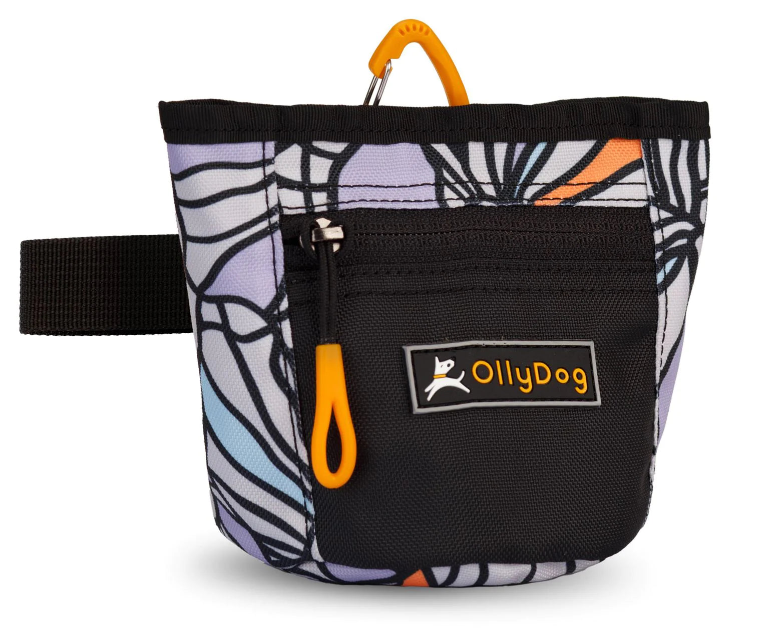 The Olly Dog Goodie Treat Bag can be worn around the waist, or clipped to a belt or pants pocket. The bag is water-resistant, and the magnetic closure allows quick and easy access to treats and to close the bag with ease. The front zipper pocket is the perfect size to hold car keys or a roll of waste bags!