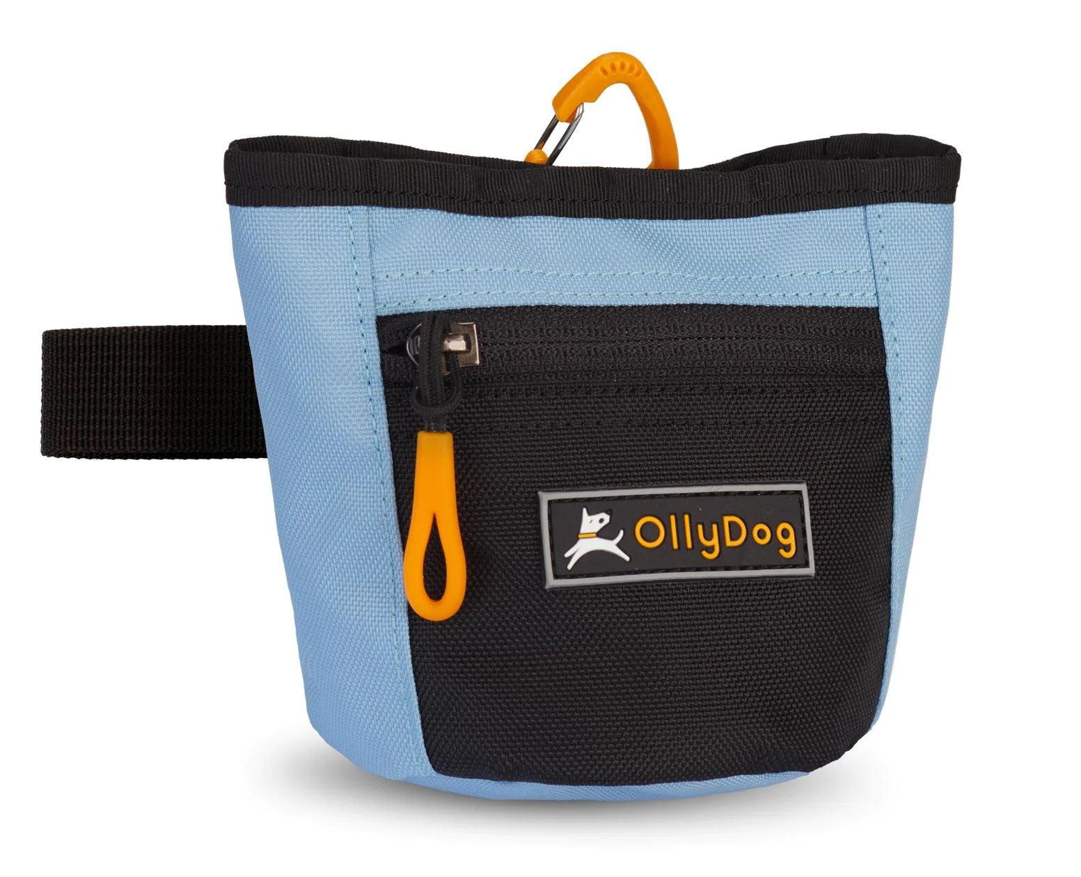 The Olly Dog Goodie Treat Bag can be worn around the waist, or clipped to a belt or pants pocket. The bag is water-resistant, and the magnetic closure allows quick and easy access to treats and to close the bag with ease. The front zipper pocket is the perfect size to hold car keys or a roll of waste bags!