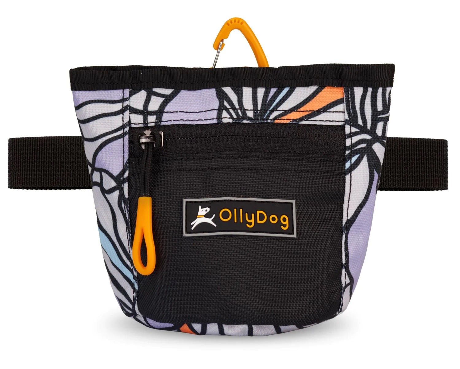 The Olly Dog Goodie Treat Bag can be worn around the waist, or clipped to a belt or pants pocket. The bag is water-resistant, and the magnetic closure allows quick and easy access to treats and to close the bag with ease. The front zipper pocket is the perfect size to hold car keys or a roll of waste bags!