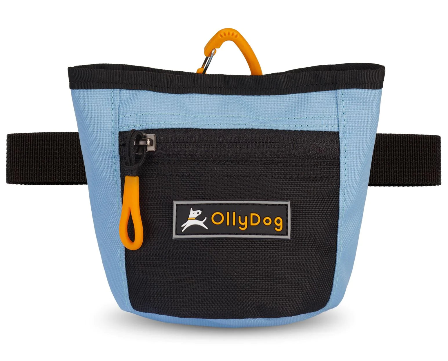 The Olly Dog Goodie Treat Bag can be worn around the waist, or clipped to a belt or pants pocket. The bag is water-resistant, and the magnetic closure allows quick and easy access to treats and to close the bag with ease. The front zipper pocket is the perfect size to hold car keys or a roll of waste bags!