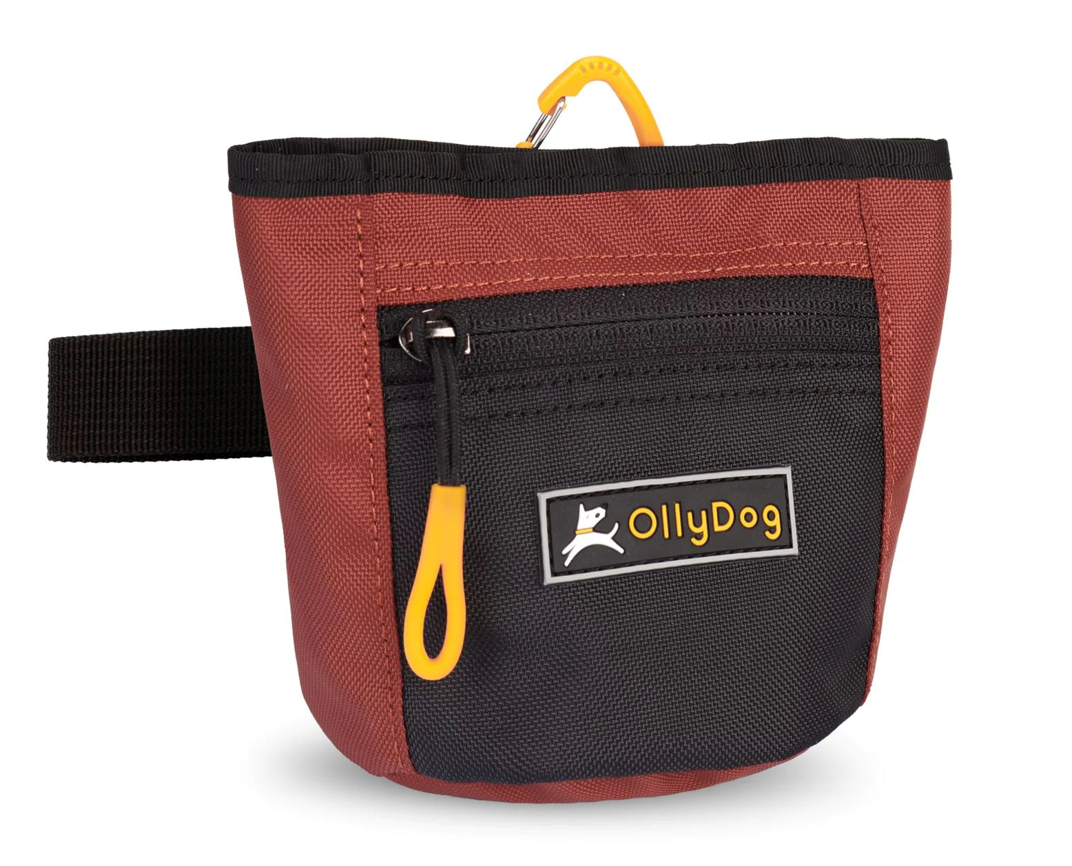 The Olly Dog Goodie Treat Bag can be worn around the waist, or clipped to a belt or pants pocket. The bag is water-resistant, and the magnetic closure allows quick and easy access to treats and to close the bag with ease. The front zipper pocket is the perfect size to hold car keys or a roll of waste bags!