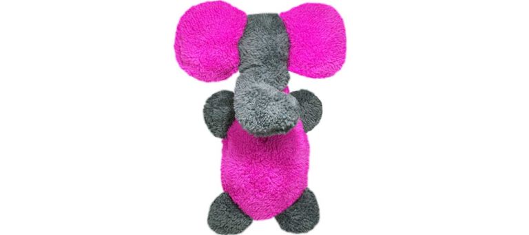The Fuzzies! Elephant dog toy is a favorite among staff dogs. This durable and soft dog toy is eco-friendly and made in the USA. It features a Duraplush 2-ply bonded outer material, Stitchguard internal seams, and eco-fill recycled filling.