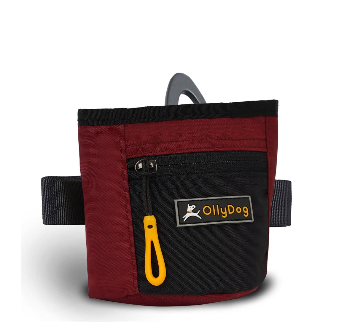 The Olly Dog Goodie Treat Bag can be worn around the waist, or clipped to a belt or pants pocket. The bag is water-resistant, and the magnetic closure allows quick and easy access to treats and to close the bag with ease. The front zipper pocket is the perfect size to hold car keys or a roll of waste bags!