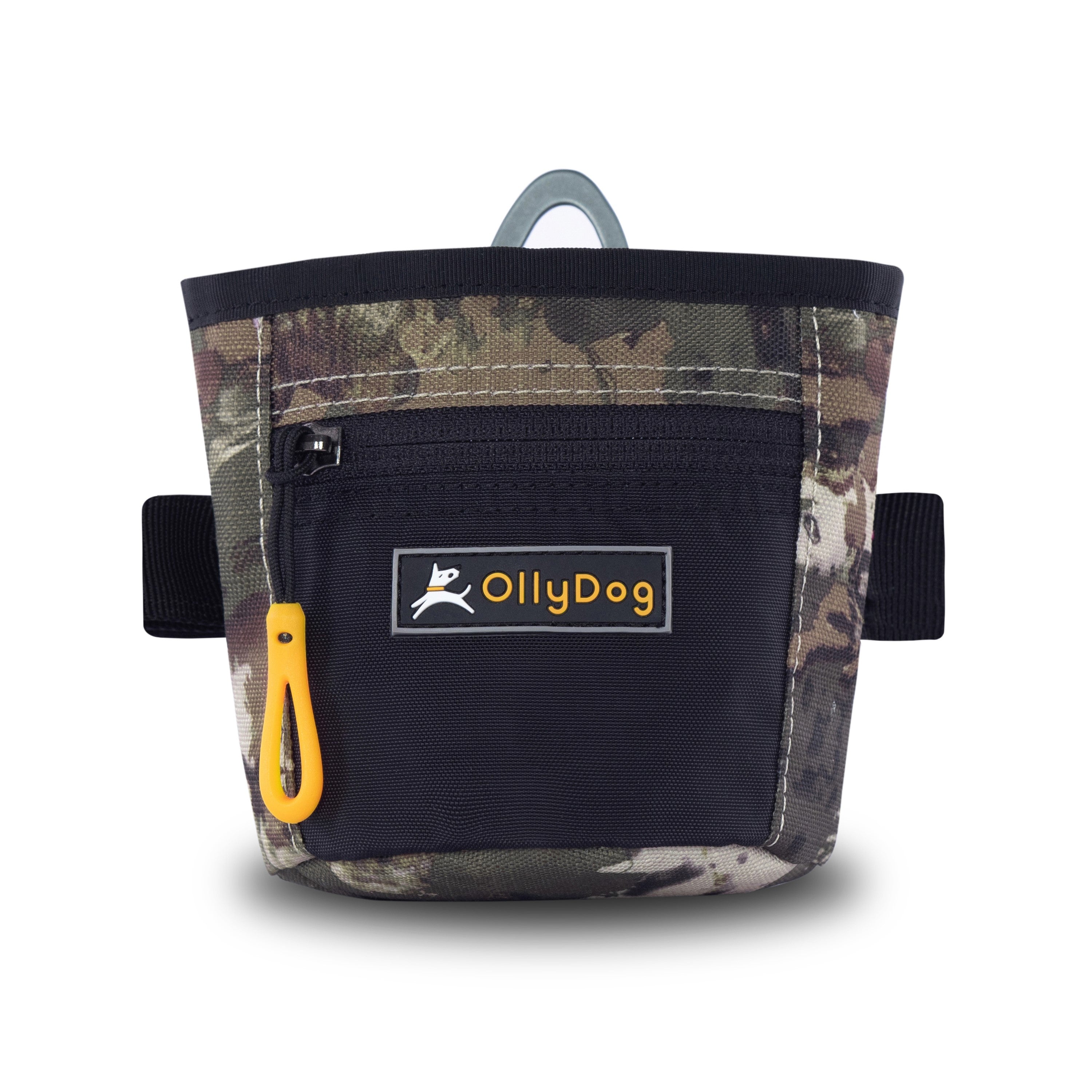 The Olly Dog Goodie Treat Bag can be worn around the waist, or clipped to a belt or pants pocket. The bag is water-resistant, and the magnetic closure allows quick and easy access to treats and to close the bag with ease. The front zipper pocket is the perfect size to hold car keys or a roll of waste bags!