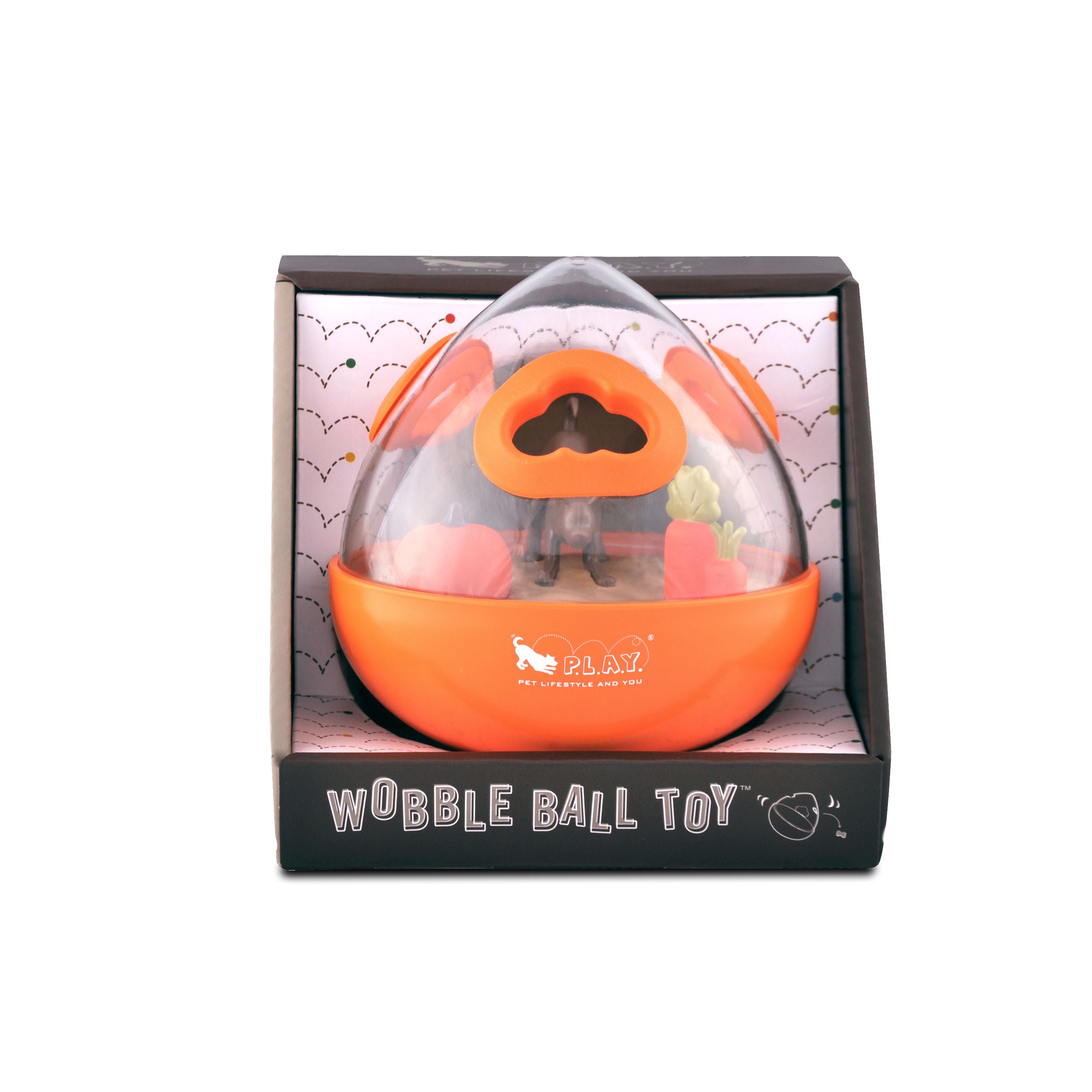 The Wobble Ball is a uniquely shaped interactive puzzle toy that combines play time with mental stimulation to create the ultimate enrichment experience. Simply fill the toy with your dog's favorite treats and watch as they paw, nose, nudge, and roll their way to a tasty reward! Can also be used as a slow-feeder.