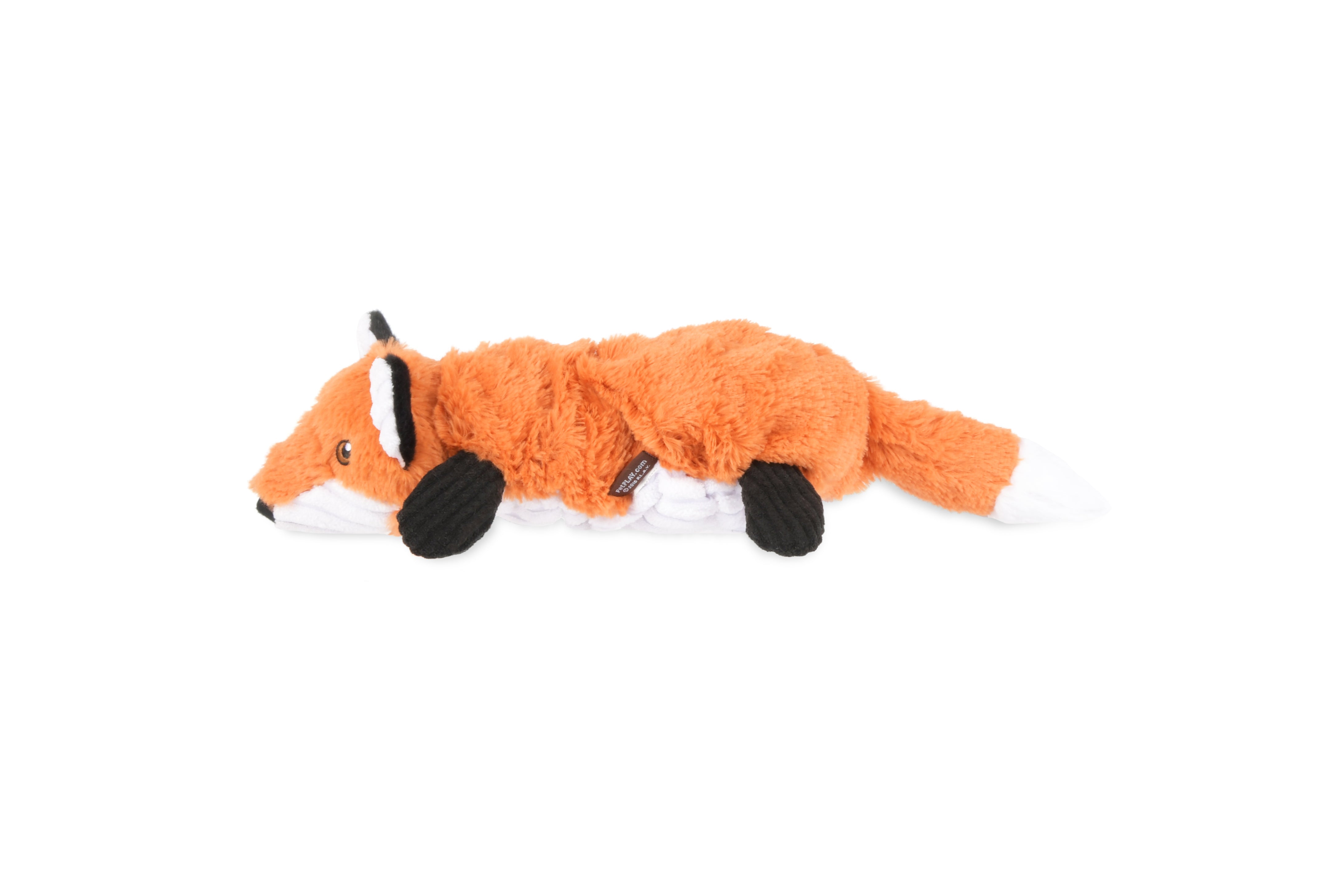 P.L.A.Y. plush dog toys are certified non-toxic, made with durable double-layered fabrics that feature reinforced stitching for extra durability, and are filled with PlanetFill® filler made from 100% post-consumer certified-safe recycled plastic bottles.