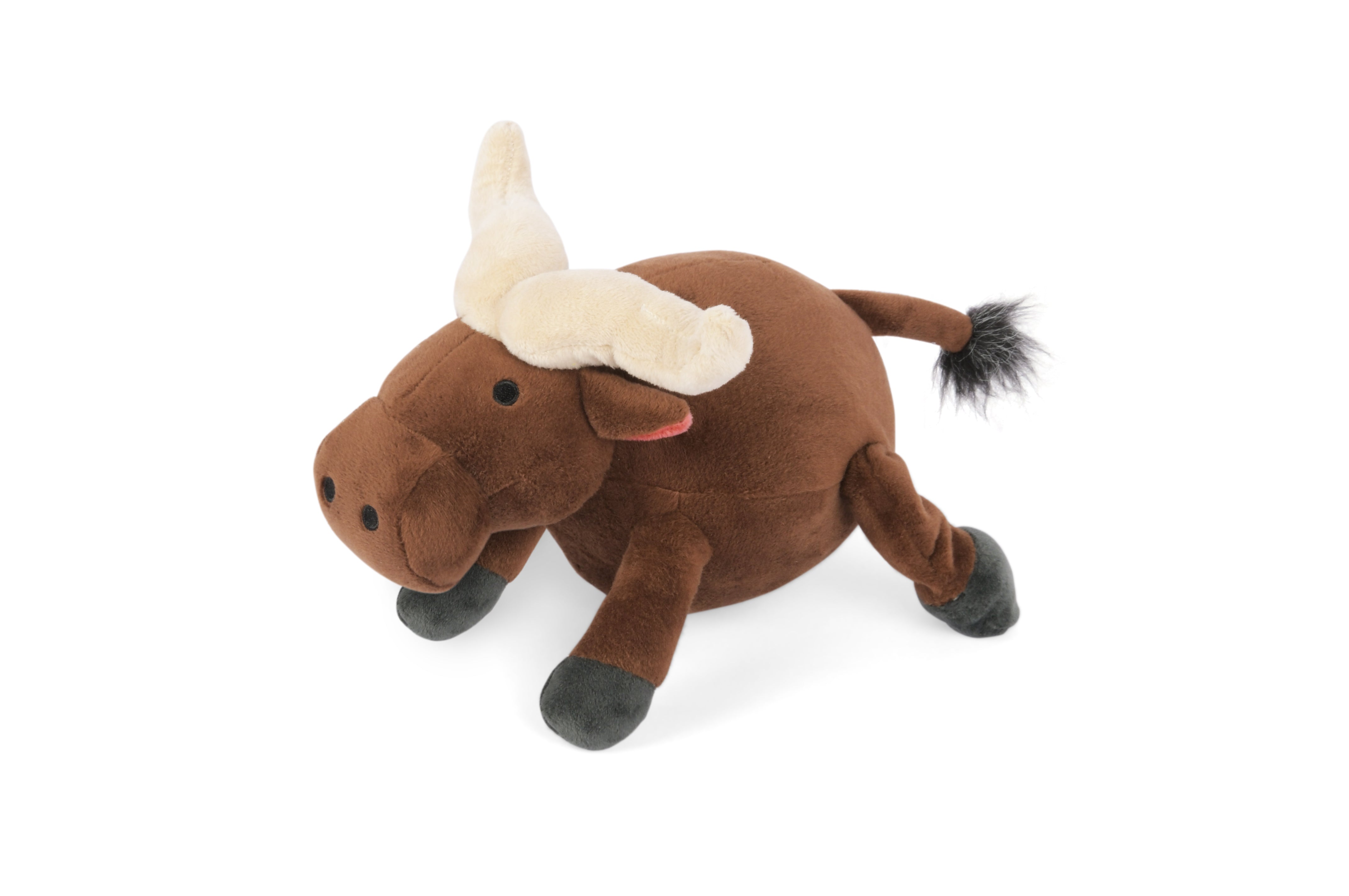 P.L.A.Y. plush dog toys are certified non-toxic, made with durable double-layered fabrics that feature reinforced stitching for extra durability, and are filled with PlanetFill® filler made from 100% post-consumer certified-safe recycled plastic bottles.