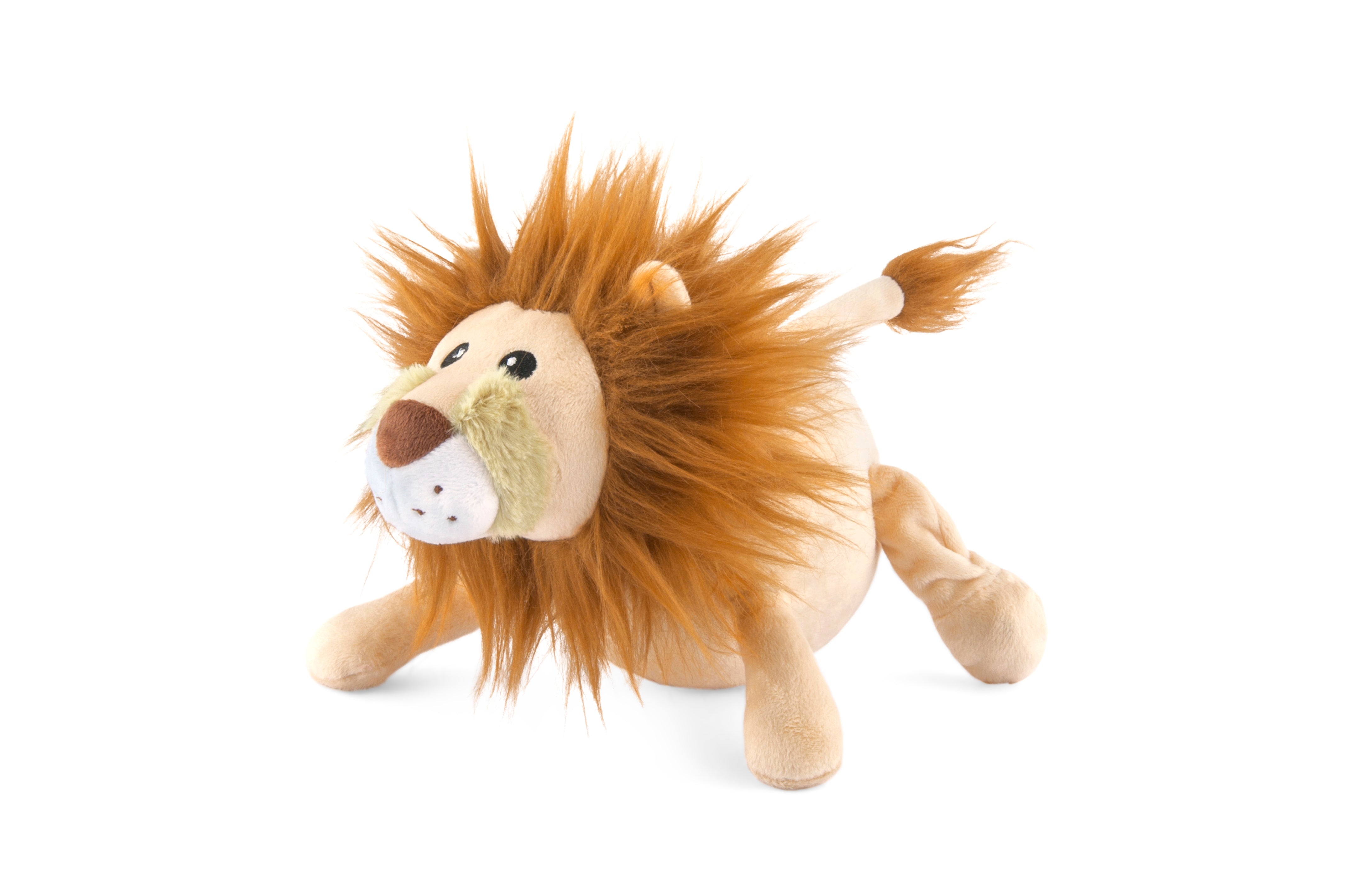P.L.A.Y. plush dog toys are certified non-toxic, made with durable double-layered fabrics that feature reinforced stitching for extra durability, and are filled with PlanetFill® filler made from 100% post-consumer certified-safe recycled plastic bottles.