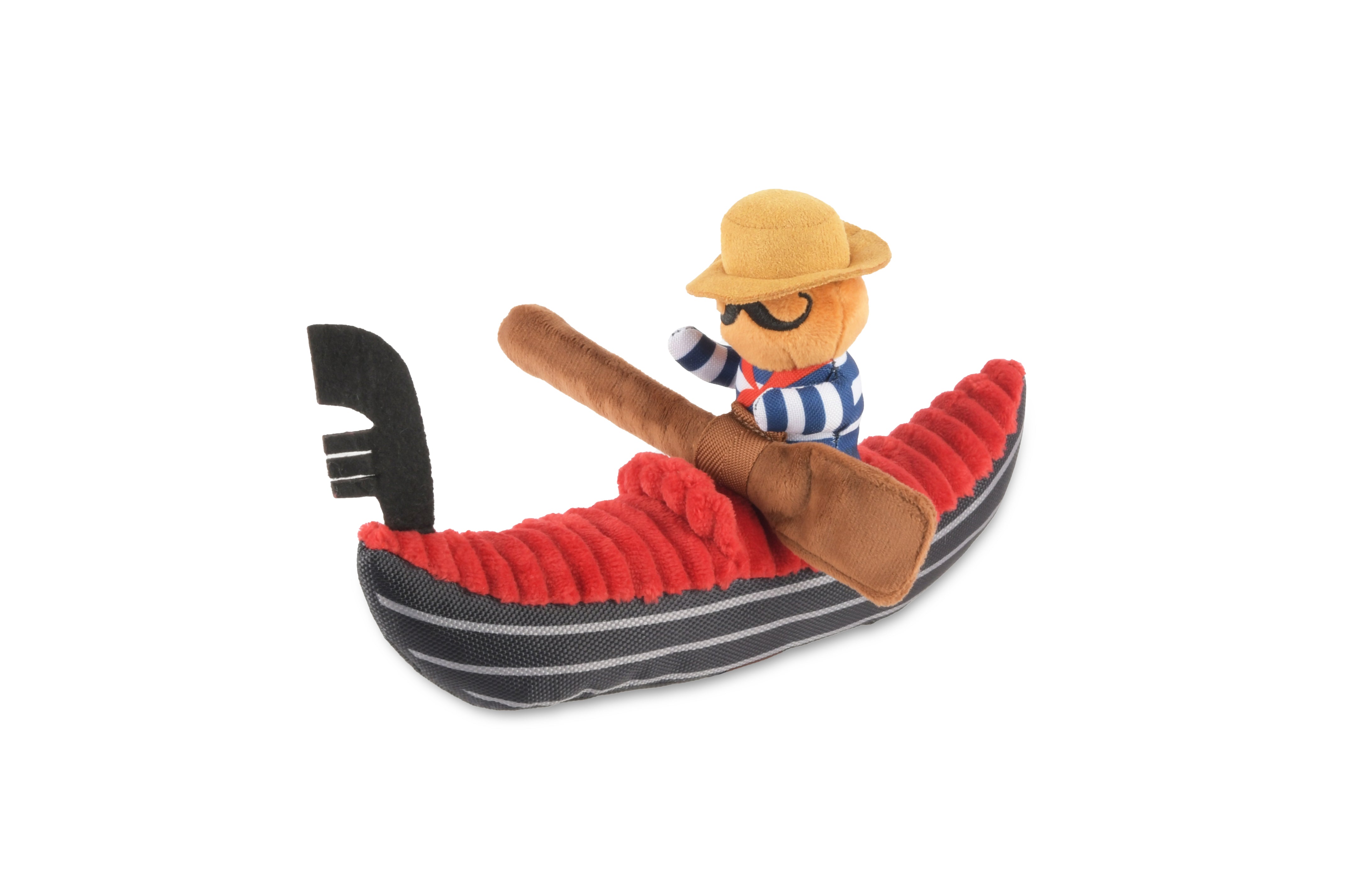 P.L.A.Y. plush dog toys are certified non-toxic, made with durable double-layered fabrics that feature reinforced stitching for extra durability, and are filled with PlanetFill® filler made from 100% post-consumer certified-safe recycled plastic bottles.