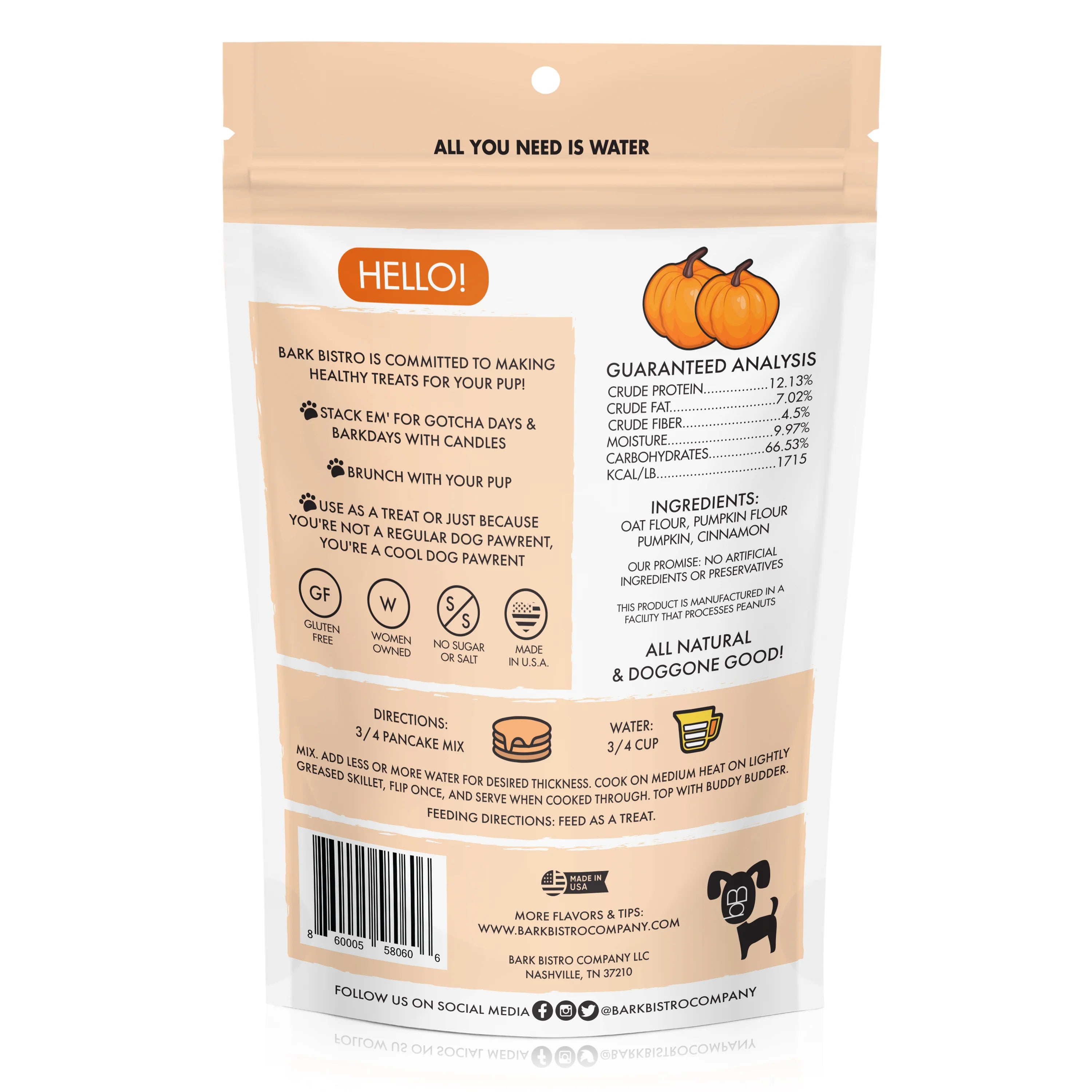 Pooch Pancakes are the perfect treat for birthdays, gotcha days, or any days! Dry pancake mix is 100% natural and made in the USA from high-quality, regionally sourced ingredients.
