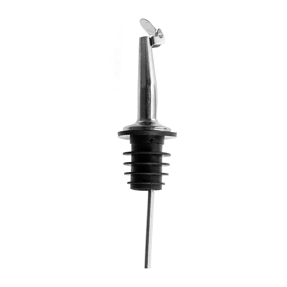 The slim, collarless design of this medium-speed pourer, allows you to easily pour the oil from the bottle. The long, tapered spout helps avoid spillage and unwanted messes. Spout contains an automatic flip-cap that automatically opens and closes when pouring the oil.