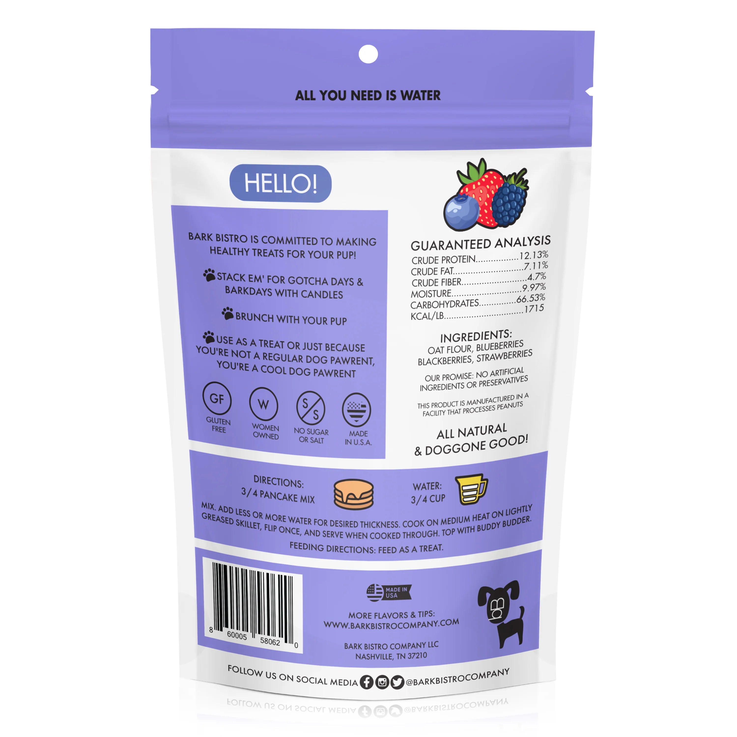 Pooch Pancakes are the perfect treat for birthdays, gotcha days, or any days! Dry pancake mix is 100% natural and made in the USA from high-quality, regionally sourced ingredients.