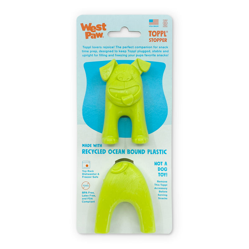 Toppl Stopper is an accessory for Toppl (NOT A TOY) that is designed to keep it plugged, stable, and upright for filling and freezing your dog's favorite snacks. Fits all Toppl sizes to make meal and treat creations easier and cleaner. Remove before use.