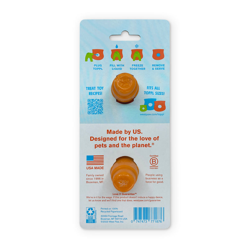 Toppl Stopper is an accessory for Toppl (NOT A TOY) that is designed to keep it plugged, stable, and upright for filling and freezing your dog's favorite snacks. Fits all Toppl sizes to make meal and treat creations easier and cleaner. Remove before use.