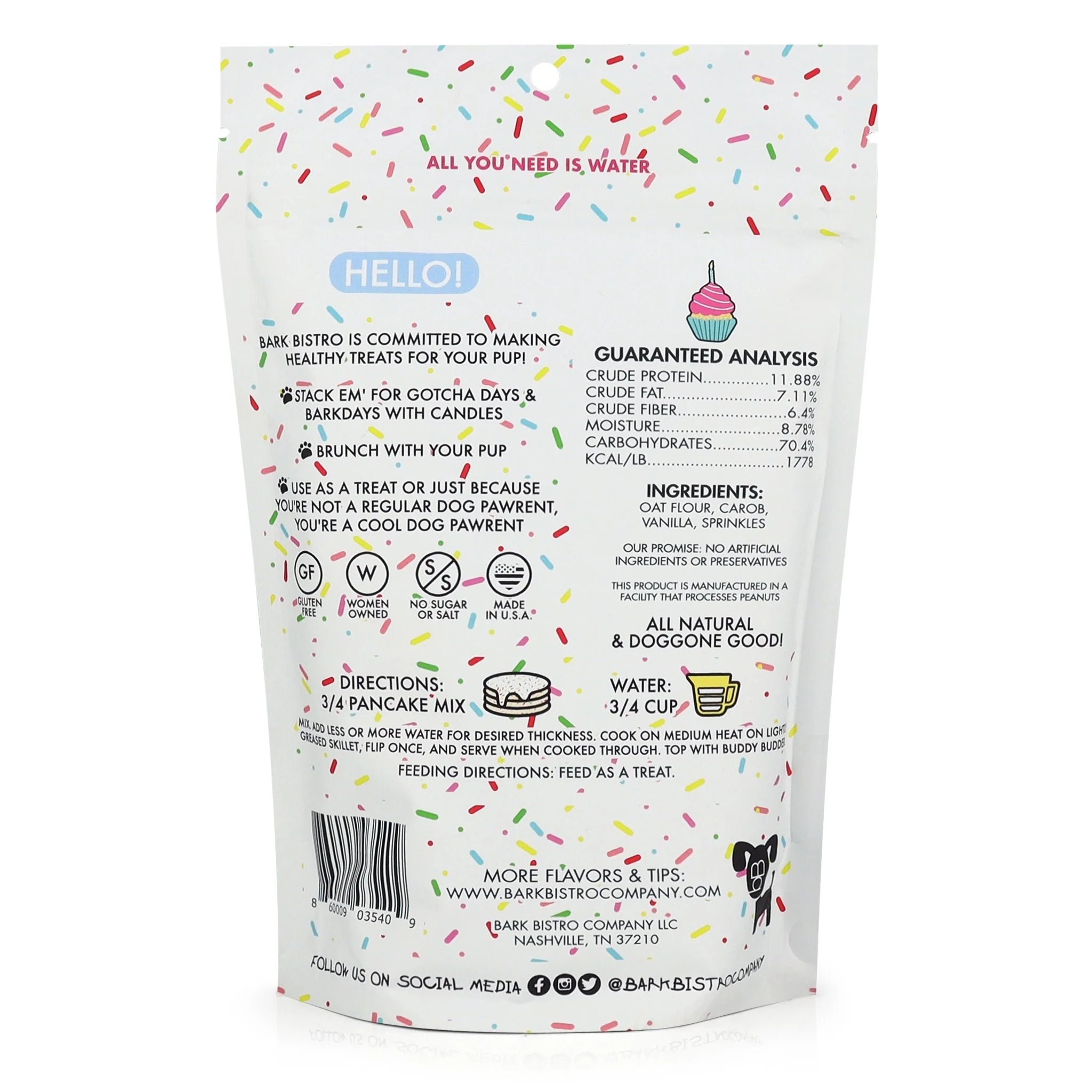 Pooch Pancakes are the perfect treat for birthdays, gotcha days, or any days! Dry pancake mix is 100% natural and made in the USA from high-quality, regionally sourced ingredients.