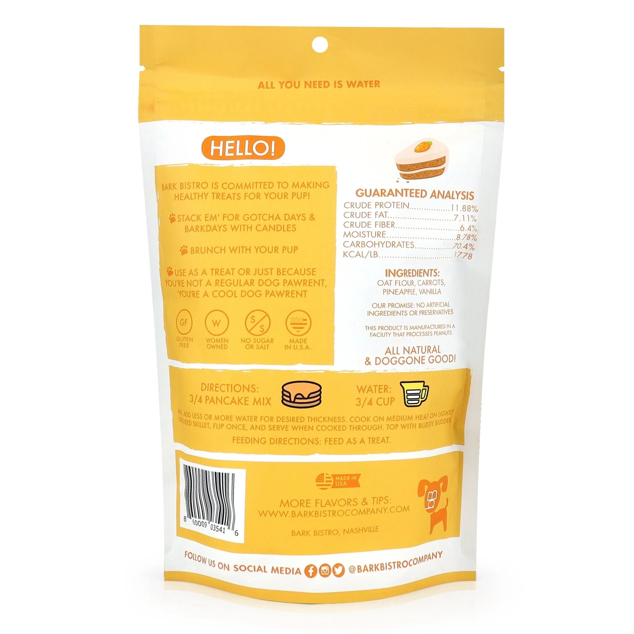 Pooch Pancakes are the perfect treat for birthdays, gotcha days, or any days! Dry pancake mix is 100% natural and made in the USA from high-quality, regionally sourced ingredients.