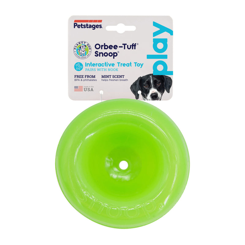 Snoop is a translucent and pliable ball with a deep crevice that conceals treats. Dogs will need to pounce, nudge, nose, and nibble the ball to release the treats hidden inside. This interactive puzzle toy keeps dogs engaged, drives brain stimulation, and promotes self-play.
