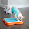 The Challenge Slider dog puzzle helps reduce destructive behavior and fights boredom by keeping your dog busy exercising their mind. Ideal for dogs who have mastered levels 1-2 of the Nina Ottosson puzzle line. Puzzle features a sliding tray with 24-compartments that pulls out from underneath and holds 1 cup of dry food.