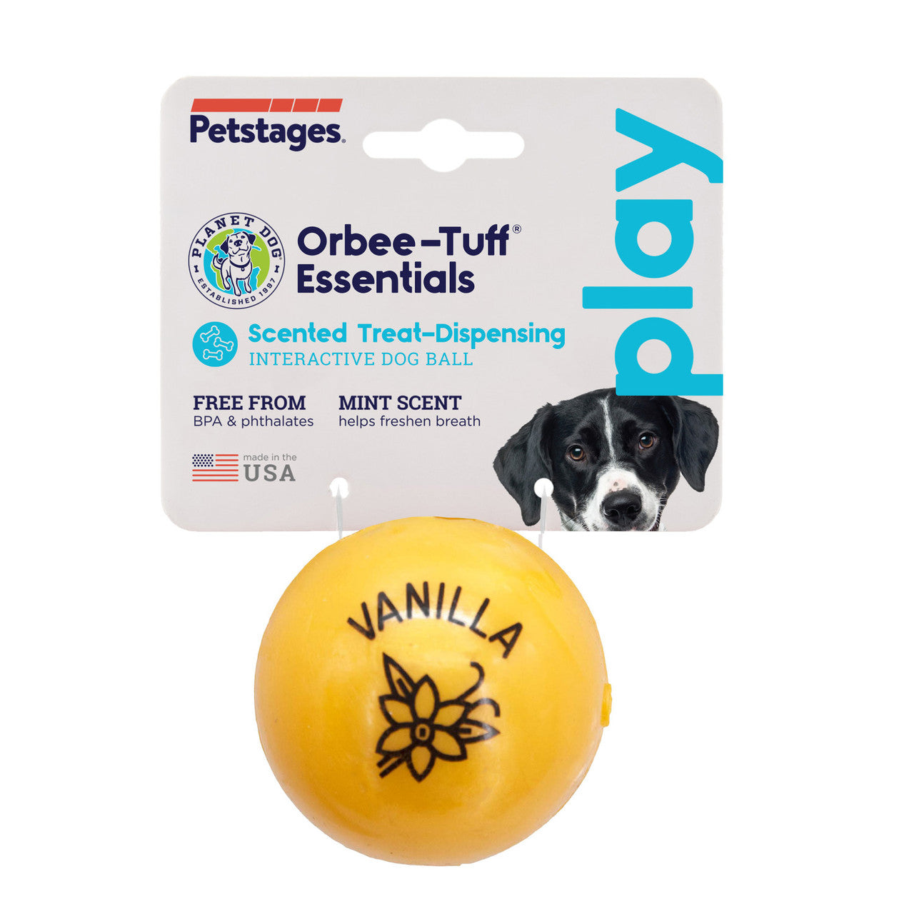 Infused with the calming scents of lavender, rosemary, vanilla, and designed with chewers in mind! These durable balls work well to quench your dog's chewing urges. Made from the award-winning Orbee-Tuff material, which is 100% recyclable and non-toxic. Ball is durable, bouncy, buoyant, and perfect for tossing, fetching, bouncing, and doubles as a treat dispenser.