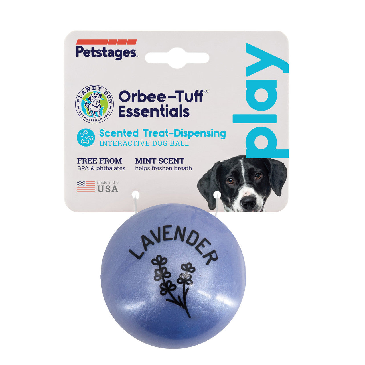 Infused with the calming scents of lavender, rosemary, vanilla, and designed with chewers in mind! These durable balls work well to quench your dog's chewing urges. Made from the award-winning Orbee-Tuff material, which is 100% recyclable and non-toxic. Ball is durable, bouncy, buoyant, and perfect for tossing, fetching, bouncing, and doubles as a treat dispenser.