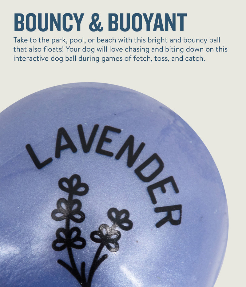 Infused with the calming scents of lavender, rosemary, vanilla, and designed with chewers in mind! These durable balls work well to quench your dog's chewing urges. Made from the award-winning Orbee-Tuff material, which is 100% recyclable and non-toxic. Ball is durable, bouncy, buoyant, and perfect for tossing, fetching, bouncing, and doubles as a treat dispenser.