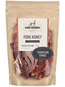 Farm Hounds dehydrated pork kidney treats are made in the USA and sourced from 100% pasture-raised pork. Treats are free of salt, sugars, fillers, chemicals, and preservatives.