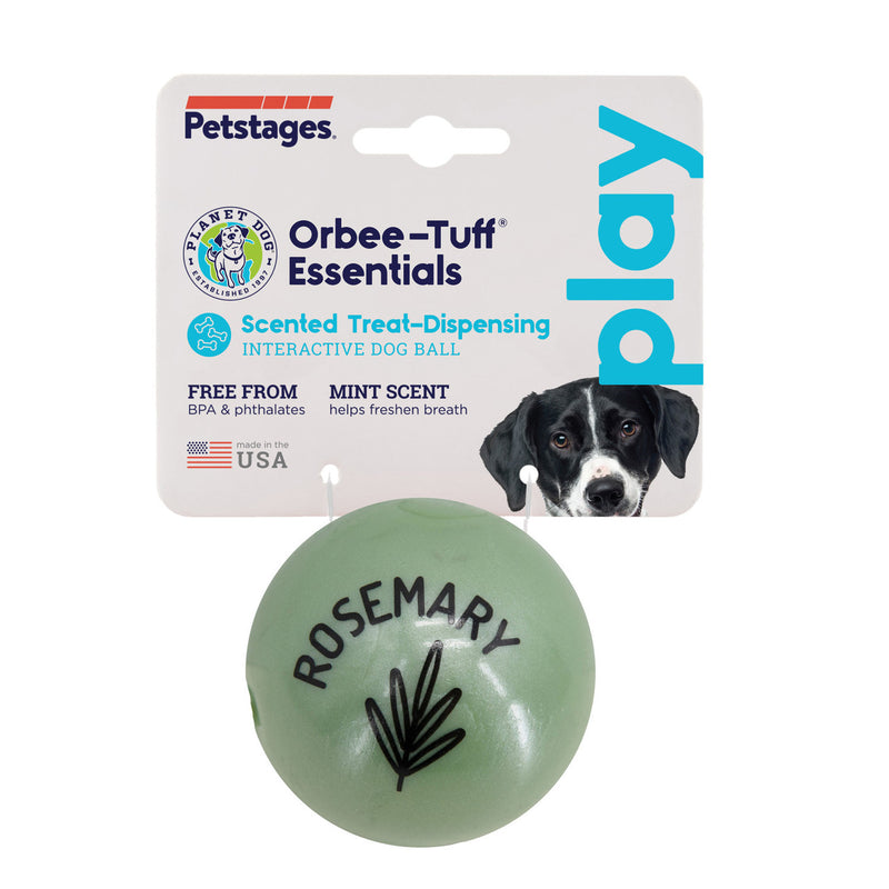 Infused with the calming scents of lavender, rosemary, vanilla, and designed with chewers in mind! These durable balls work well to quench your dog's chewing urges. Made from the award-winning Orbee-Tuff material, which is 100% recyclable and non-toxic. Ball is durable, bouncy, buoyant, and perfect for tossing, fetching, bouncing, and doubles as a treat dispenser.