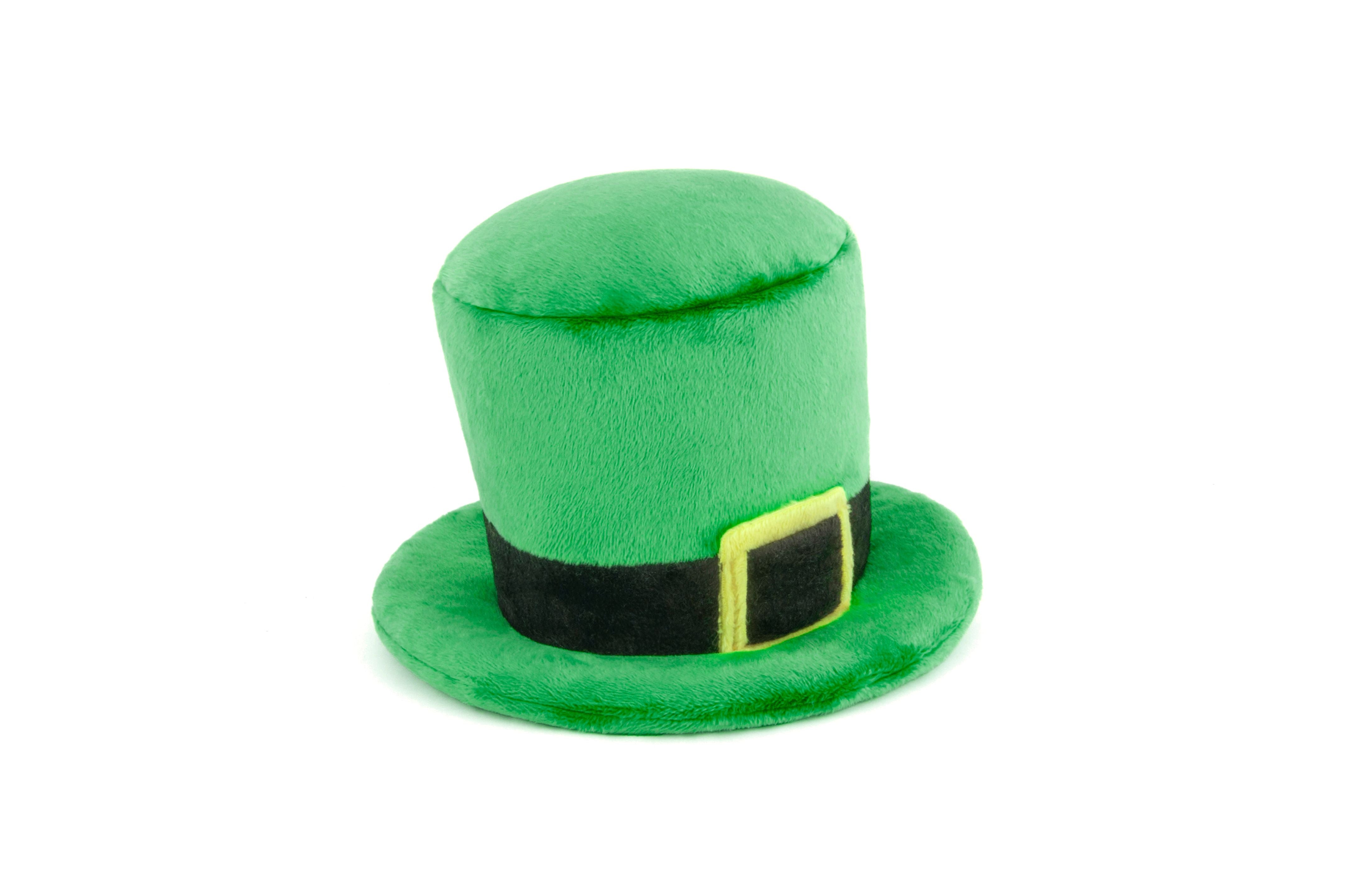 Celebrate St. Patrick's Day in style with this whimsical Leprechaun Hat from P.L.A.Y. Toy makes crinkle and squeak noises for hours of interactive fun! Turn your dog's toy into a wearable hat by securing a strap to the built-in loops. Now it's time for an adorable photo-op with your dog!