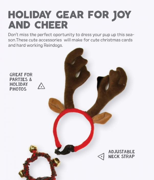 Deck out your dog this holiday season in this adorable Holiday Antler and Bell Collar combo pack. These festive pet accessories are made with soft plush material and sized to fit most dogs. The Christmas plaid bell collar is comfy and stylish, and the antlers have an adjustable strap to help them stay in place. Perfect for holiday dress-up, photo shoots, family gatherings, holiday parties, and more.