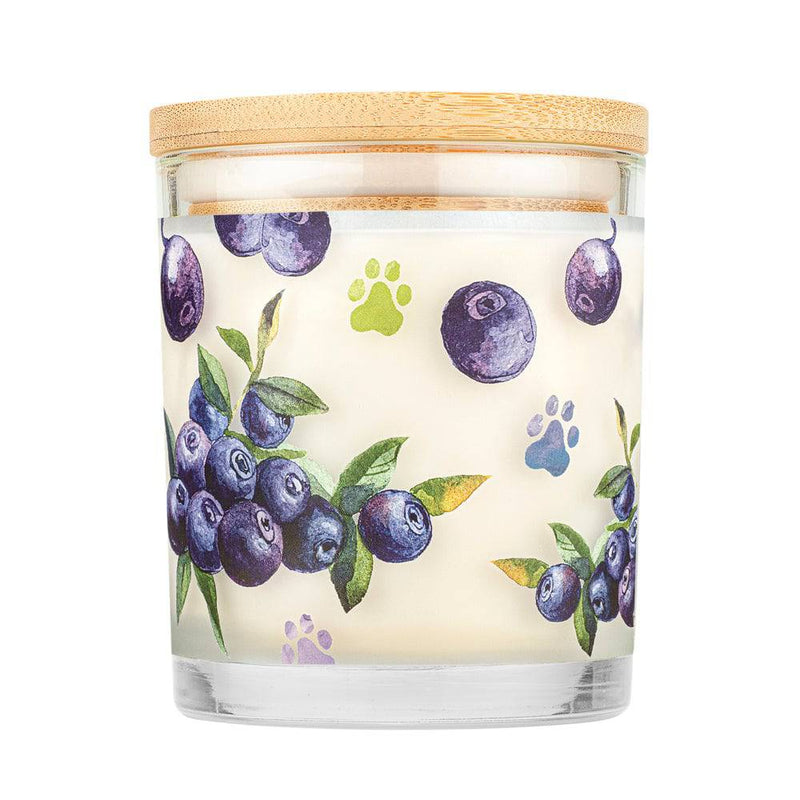 Pet House candles are hand-poured, and made from 100% natural, dye-free soy wax. Comes in a 9 oz. glass jar. Fragrance profile is a  delightful blend of fresh wild blueberries combined with the sweet scent of strawberries, blackberry jam, and a sprinkle of vanilla sugar.